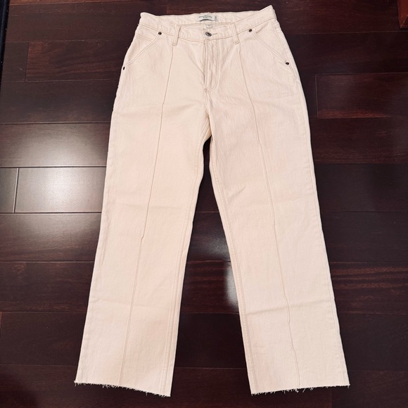 Abercrombie & Fitch Denim - Abercrombie & Fitch Cream Wide Leg Curve Love Jeans, Size 4 (27).